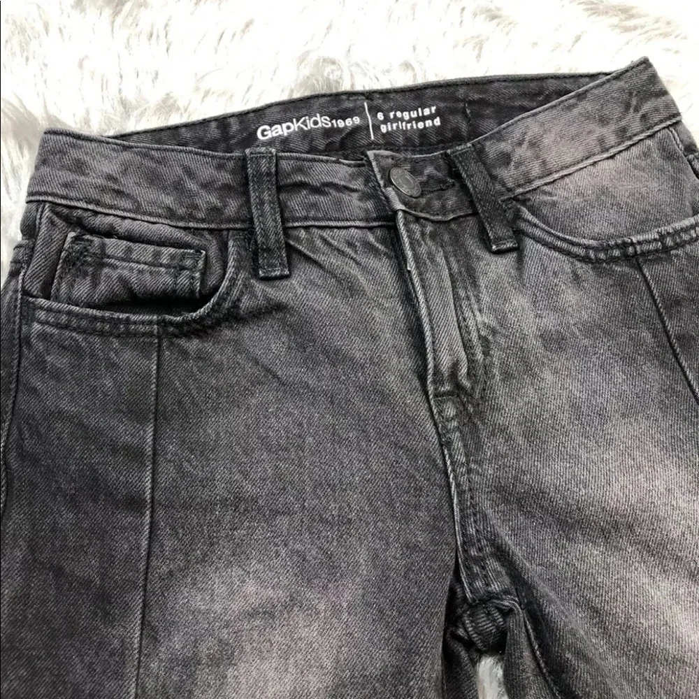 Gap Kids Girls Faded Black Regular Girlfriend Frayed Hem Jeans Size 6